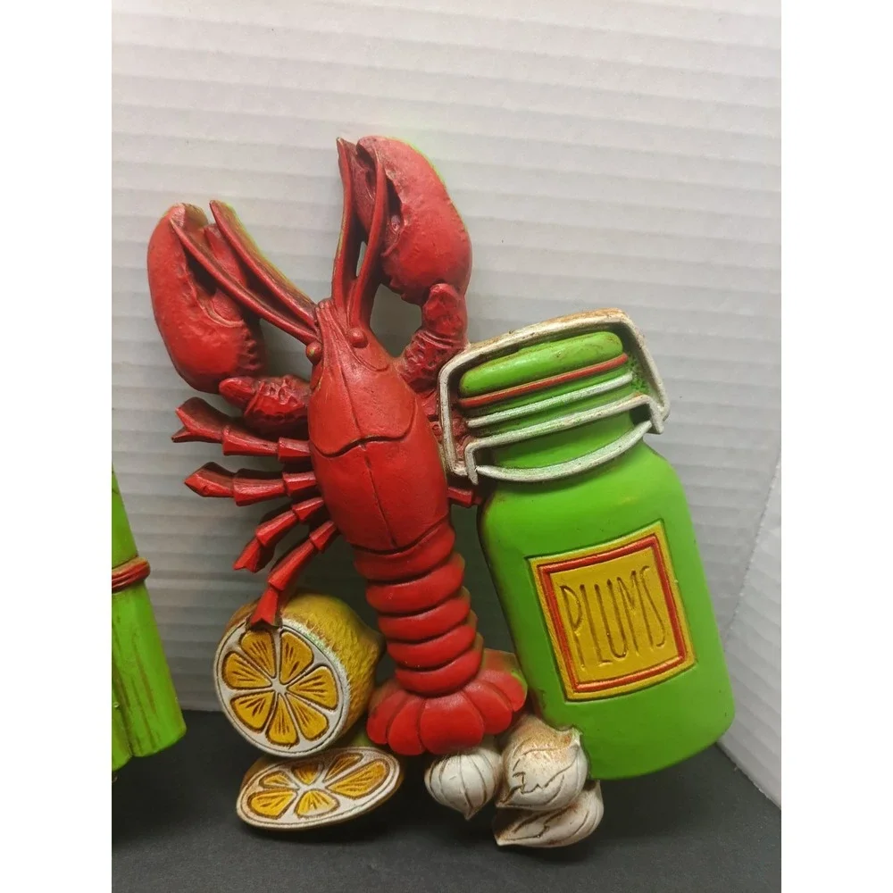 Vintage Homco 1975 Home Interior Wall Plaque Set Garden Vegetable Lobster